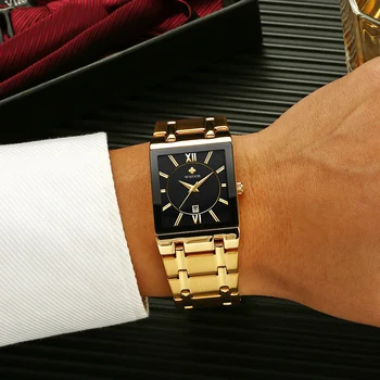 Relogio Masculino WWOOR Top Brand de Lux Piața Bărbați Cuarț Ceasuri de mână de Moda din Oțel Inoxidabil de Aur Negru Impermeabil Data Ceas