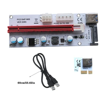 Riser Card 008s VER008S 3 in 1 Molex 4Pin SATA 6PINI PCIE, PCI-E PCI Express 1X Adaptor 16X USB3.0 Extender Minieră Miner