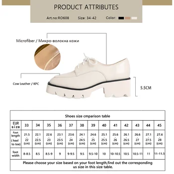 RJN 2021 Primăvară Doamnelor Pantofi de Înaltă Calitate Piele de Vacă Square Toe Platforma Bocanc Pantofi de Moda Casual Plat Pantofi pentru Femei RO608