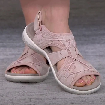 Sandale pentru Femei 2021 Noua Moda Casual Pantofi de damă Confortabil Culoare Solidă Rotund Toe Non-Alunecare Plat Plajă de Vară Sandalias Plus Dimensiune