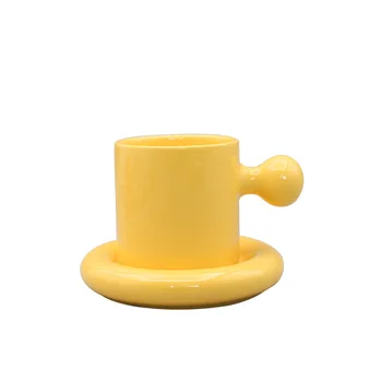 Scurtă Ceramice Colorate Cana Cana De Cafea Ceai Lapte Birou Cupa Drinkware Creative Gălbenuș Set Cana Cupluri Personalizat-A Făcut Cel Mai Frumos Cadou