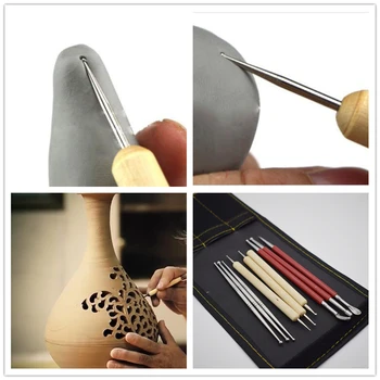 Set de 3 Ștanțare Dotting Mingea Stile Ceramica Ceramica Instrument de Zahăr Perle de Notare Lut Instrument de Ambarcațiuni Consumabile și Instrumente pentru Artiști