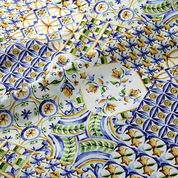 Sicilian majolică Imprimat Bumbac Tesatura Foaie de Pânză Țesături Pentru DIY Sac de lenjerie de Pat pentru Copii Mozaic de Cusut Manual Materiale