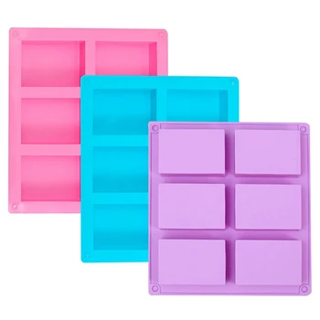 Silicon Săpun Mucegai,6 Cavitatea Silicon de Copt Mucegai,Folosit pentru DIY a Face Săpun Manual,Pâine(3 Buc,Albastru, Roz și Violet)