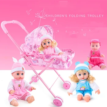 Simulare Baby Doll Umanoid Papusa Cărucior Pentru Copii Papusa Dotari Poate Vorbi Clipește Fată Băiat Copiii Se Joaca Cu Casa De Jucărie Cadou De Ziua De Nastere