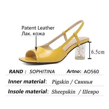 SOPHITINA Moda pentru Femei Sandale Peep Toe Cristal Rotund Toc din Piele Pantofi de zi cu Zi Culoare Solidă Open-toe Pantofi de damă AO560