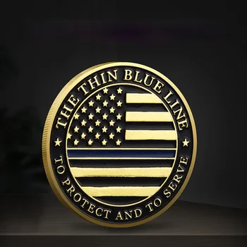 Statele Unite Ale Americii Ofițer De Poliție De Suveniruri Monede Linia Subțire Albastră Placat Cu Aur Monedă Comemorativă De Colectie Moneda