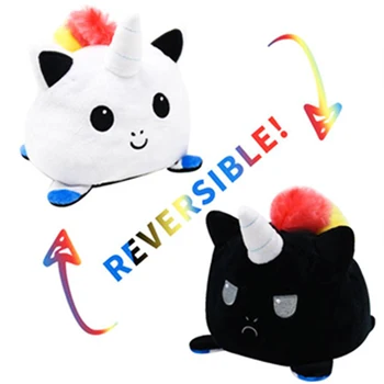 Stiluri Reversibile Pisica Copii Pluș De Pluș Animale Desene Animate Panda Față-Verso Flip Papusa Drăguț Jucării Pentru Copil Ziua De Nastere Fata Cadou