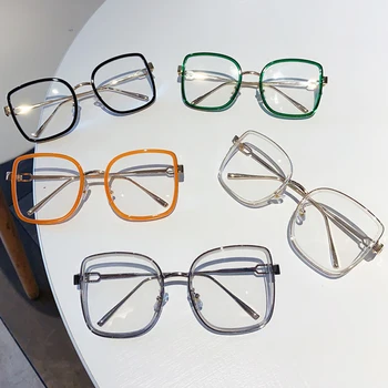Supradimensionate piața de aliaj clar ochelari pentru femei vintage verde portocaliu ochelari mari de sex feminin transparent elegant nuante de negru, gri