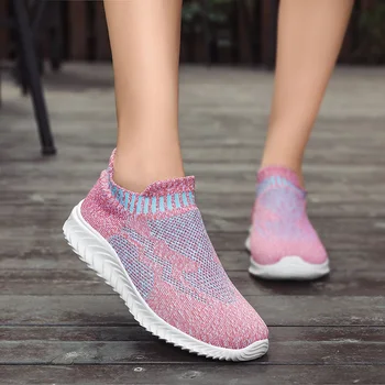 Sxclaee Moda pentru Femei Pantofi Casual Respirabil Zbor Țesute de Sus Adidași în aer liber, Confortabil Ușoare Pantofi Sport Marimea 43