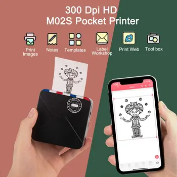 Termică DIY Impresora Poze 300dpi Phomemo M02S Fotografii de Imprimare Inkless Wireless Imprimantă de Buzunar pentru Iphone iOS 8 și Android 4.0