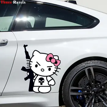 Trei Ratels FC394 Kitty Arma Rău Gangster Amuzant de Desene animate Anime 3D Autocolante Pentru Masina Mercedes Skate Decal