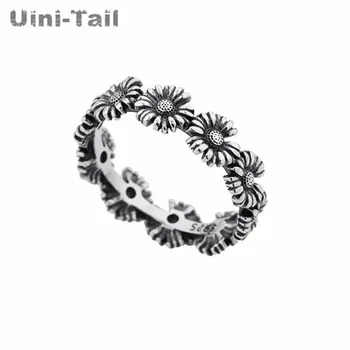 Uini-Coada noul design vânzare fierbinte 925 de argint Thai stil retro de floarea-soarelui inel deschis personalitate simple și mici bijuterii de floarea-soarelui