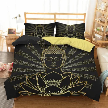 Un Set de lenjerie de Pat 3D Imprimate Carpetă Acopere Set de Pat Yoga Buddha Acasă Textile pentru Adulti, Lenjerii de pat, cu fata de Perna #YJ14