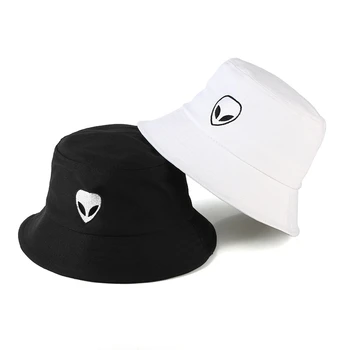 Unisex Găleată Pălărie Bărbați Femei Solide Străin Broderie Vara Panama Capac Moda Bumbac Soare Pe Plaja De Pescuit Pălării Casual Hip Hop Capace