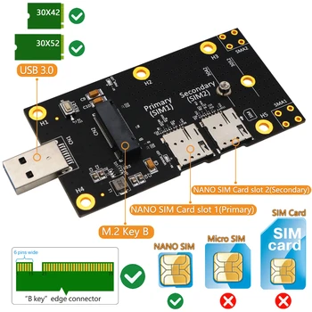 Unitati solid state M. 2 până la USB 3.0 Adapter Card de Expansiune cu Dual Fantei pentru Cartela NANO SIM pentru 3G/4G/5G Suport Modul M2 cheie B 3042/3052 placa Wifi