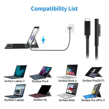 USB de Tip C 15V PD Alimentare Adaptor Încărcător Cablu de Încărcare pentru Surface Pro 7/6/5/4/3/GO/CARTE Laptop 1/2