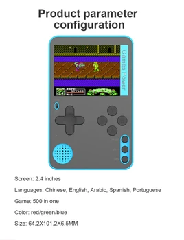 USB Portabil Handheld Consola de Joc Built-in de 500 Clasic de 8 Biți Jocuri Retro Joc Video Consola de 2.4 Inch Ecran Fotografii Copii