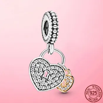 Valentine Noi Argint 925 Inima Lacăte Farmec Legăna Margele Se Potrivesc Original Pandora Brățară Colier De Argint 925 Bijuterii