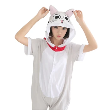 Vara Adulți Animal Pijamale Pijamale Desene Animate Pisica Panda Dragon Anime Kigurumi Femei Barbati Bumbac Maneca Scurta Cu Gluga Onesie