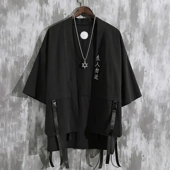 Vara Barbati Haori Cardigan Kimono Barbati Tricou Samurai Japonez de Îmbrăcăminte Haine Largi Tin Tricouri Streetwear din Asia Haine Camisas