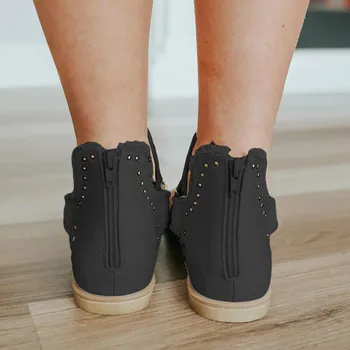 Vara Femei Doamnelor Plat Jean Nail Deco Sandale Casual Cataramă de închidere Zip-Up Confortabil în aer liber, Non-alunecare Pantofi Femei mocasini 2021