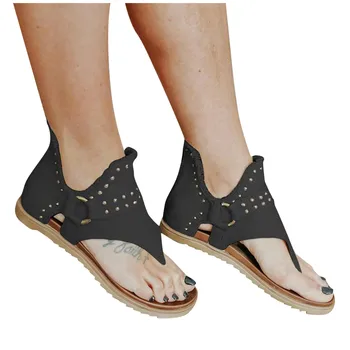 Vara Femei Doamnelor Plat Jean Nail Deco Sandale Casual Cataramă de închidere Zip-Up Confortabil în aer liber, Non-alunecare Pantofi Femei mocasini 2021
