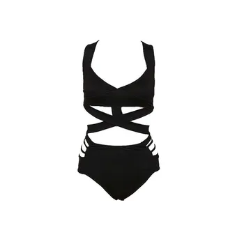 Vara Set De Bikini Femei Poliester Solid Negru De Talie Mare Plus Dimensiune Costume De Baie 2021 Fata De Plaja Costum De Baie, Costume De Baie, Echipamente