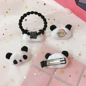 VARERJEW Chineză Stil Accesorii de Par Drăguț Panda Agrafele Moale Germinare Banda de Cauciuc Inel de Păr papion Moda Hairband Bijuterii