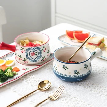 Vas ceramic Japonez vasele de la micul dejun set tacamuri o persoană veselă creative drăguț cherry placă de mic dejun castron de fulgi de ovăz