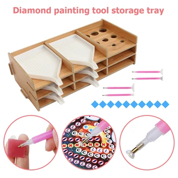 Wooden Multi-Boat Handmade Diamond Painting Tool Storage Drill Tray Holder