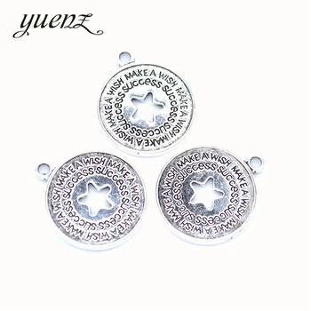 YuenZ 5pcs Antichități argint culoare engleză plăcuța farmece diy bijuterii retro se potrivesc Cercel breloc de păr card pandantiv 26*22mm S271