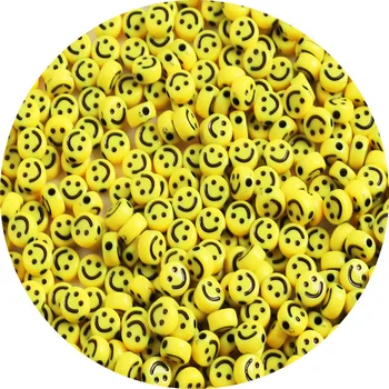 Zambet galben Scrisoare Margele Acrilice Rotunde Plate Alfabetul Liber Margele Spacer Pentru a Face Bijuterii Handmade, DIY Brățară Colier