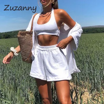 Zuzanny Liber Casual Două Bucata Set pentru Femei Trening Button Up Shirt de Sus pantaloni Scurți de Vară Costum de Haine Body Femeie pantaloni Scurți Seturi