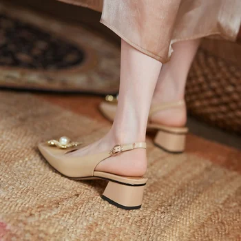 ZVQ de vară Stil Nou Femeie Sandale din Piele de Moda Pantofi de Agrement Flori decor Concis ventilație Confortabilă