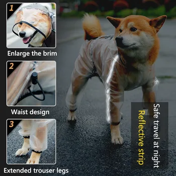 2020 nou animal de Companie Pelerina de ploaie Catelus Patru Picioare cu Capișon Transparent rezistent la apa Teddy Câine Mare Ploaie de Haine pentru Animale
