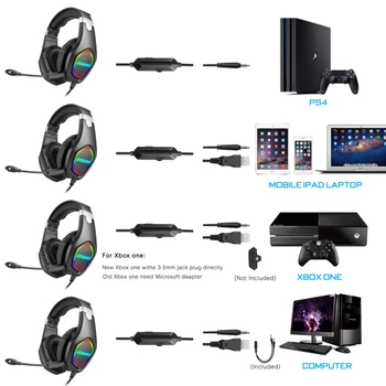 2021 Profesionale cu Led Lumina Gamer Cască Pentru PS4, PS5 Calculator de Gaming, Casti Bass Stereo PC cu Fir Căști Cu Microfon Cadouri