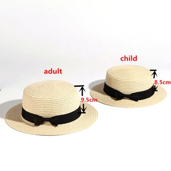 2021 Părinte-copil ridicata soare tv cu pălărie de paie pălărie luntraș fete arc Pălării de vară Pentru Femei copilul pe Plajă și tv cu panama pălărie de paie