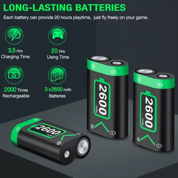 3 x2600mAh Baterie Reîncărcabilă Pentru Xbox Seria X/S/Xbox One S/X/Xbox One Wireless Controller Baterie + Încărcător USB