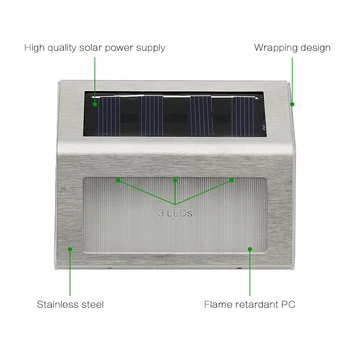 3pcs LED Solar Senzor de Lumină în aer liber rezistent la apa Cale Scări Solare Alimentat Alb Lampă Auto Pe timp de Noapte Pentru Home Garden Street
