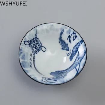 4 buc/set Ceramică Chinezească ceașcă de ceai Set de Ceai de pictat albastru și alb portelan Ceai castron de uz Casnic paharul de vin de Călătorie set de ceai