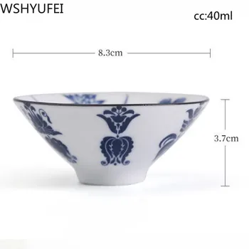 4 buc/set Ceramică Chinezească ceașcă de ceai Set de Ceai de pictat albastru și alb portelan Ceai castron de uz Casnic paharul de vin de Călătorie set de ceai