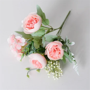 5 Furculite/Pachet 25cm Artificiale Bujor Buchet Acasă Decorare Accesorii de Mătase, Flori False Decor Nunta cu Flori