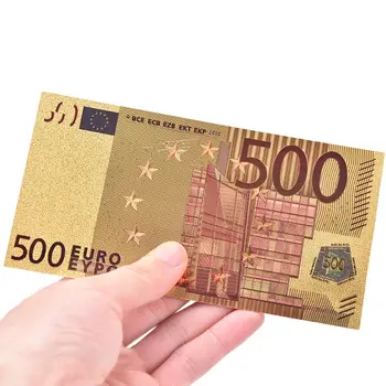 7Pcs 5 10 20 50 100 200 500 EUR de Aur a Bancnotelor în Aur de 24K Fals Bani de Hârtie pentru Colectarea de Bancnote Euro Seturi