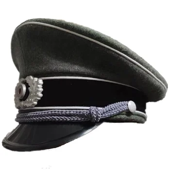 Al doilea RĂZBOI mondial armata germană de Elită Teren Vigoare Ofițer de Armată Lână Capac de Înaltă Calitate Gri Pălărie Militare Insigna Metalică Pentru Halloween Cosplay