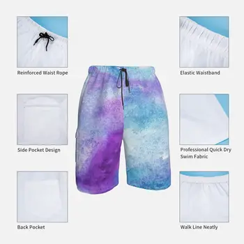 Ametist Acuarelă Beach Shorts Pentru Bărbați Pantaloni De Plajă Slip De Baie Albastru Violet Acuarela Watercolour Întuneric Tyedye Tye Dye