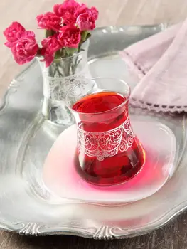 Amintiri dulci 6 căni de Ceai 6 Plăci de Ceai Volum: 170cc Înălțime: 84mm estetic design de sticlă ideal pentru ceai turcesc