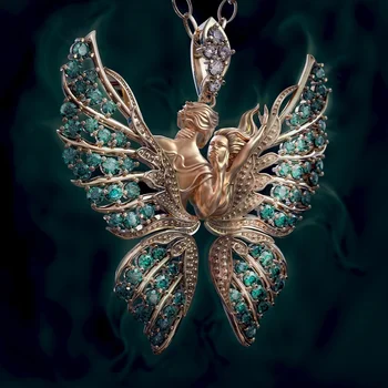Aripi de înger Boem Cristal Zircon Fluture Colier pentru Femei de Moda Retro Simplu Femei Lanț de Gât Bijuterii Accesorii