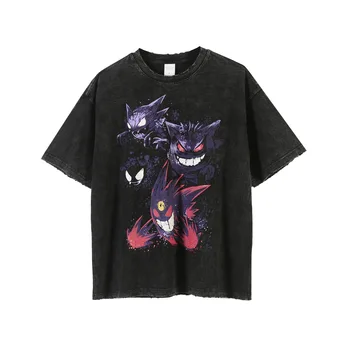 Barbati Tricou Streetwear Harajuku Retro, Hip Hop Anime Spălat Tricou Nou Supradimensionat Din Bumbac Topuri Tricouri Barbat Cuplu T-Shirt