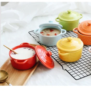 Bucătărie Coace Mucegai cu Acoperire Ceramică Veselă Cuptor Supa Mini-Caserola de Apă-rezistent Aragaz Lent Desert Castron Cană de Supă